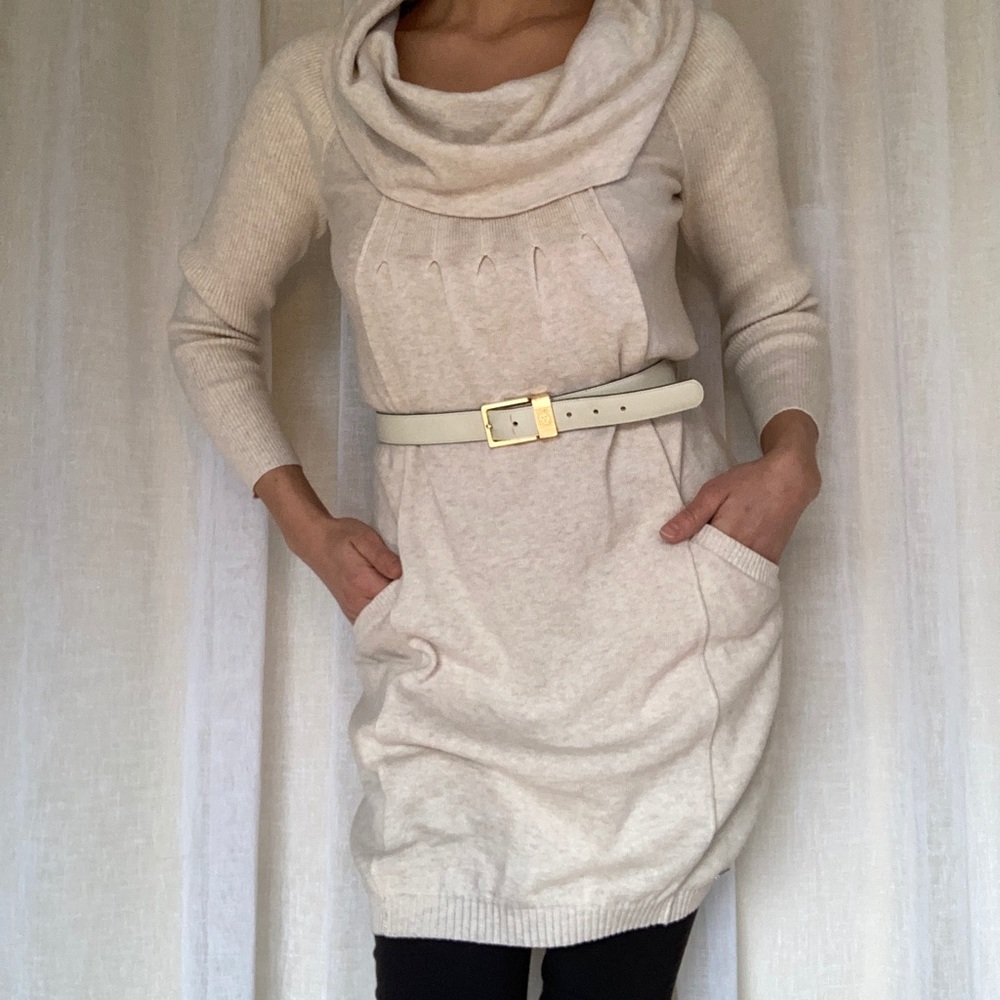 Cream sweater dress